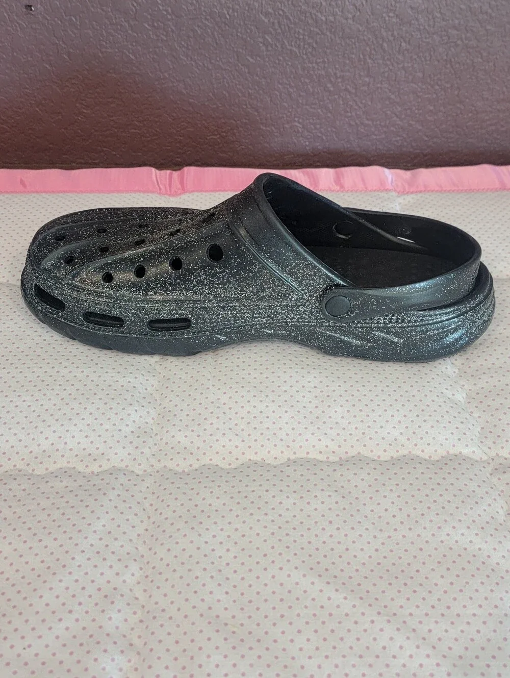 Black Glitter Sparkle Unisex Clogs Slip On Shoes Men's 10/Women's 12